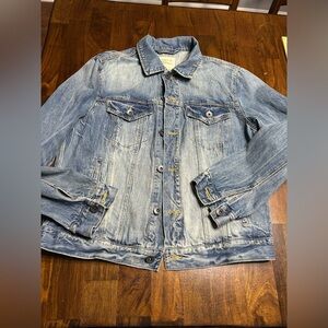 American Eagle Mens Denim Jean Jacket Distressed Size Large NWOT